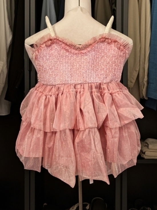 Dollhaus by Cleophe Other - 162. Dollhaus by Cleophe Toddler Pink Tiered Tulle Dress Pearl Straps 2T 3T